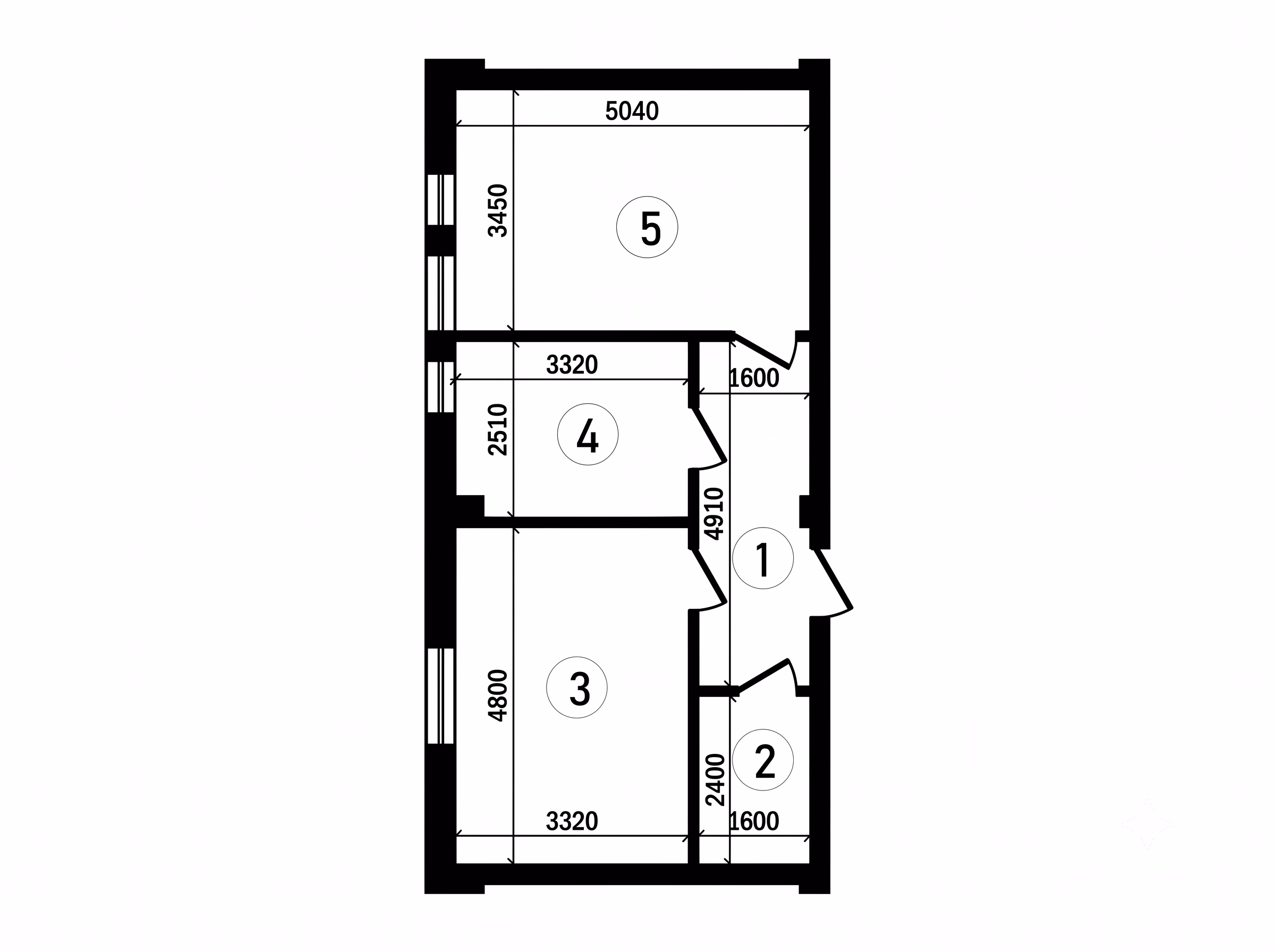 2 xonali 56.0 m² xonadon sxemasi