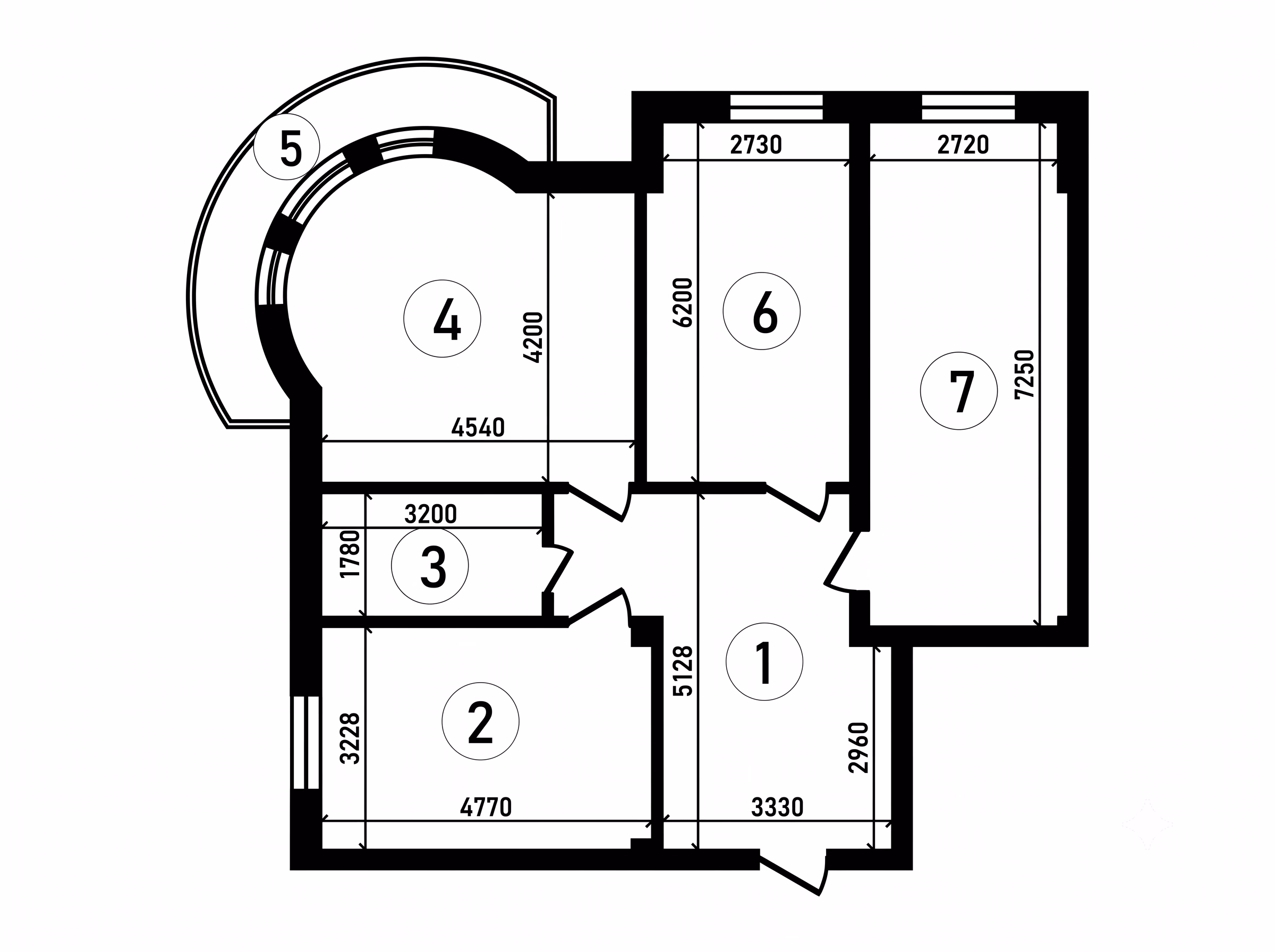 3 xonali 100.0 m² xonadon sxemasi
